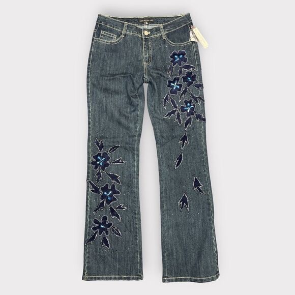JULIETTE Jeans Women’s Rhinestone Studded Boot Cut Jeans Size 6 - Picture 1 of 10